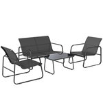OUTSUNNY Salon de jardin canapé fauteuils table basse gris noir