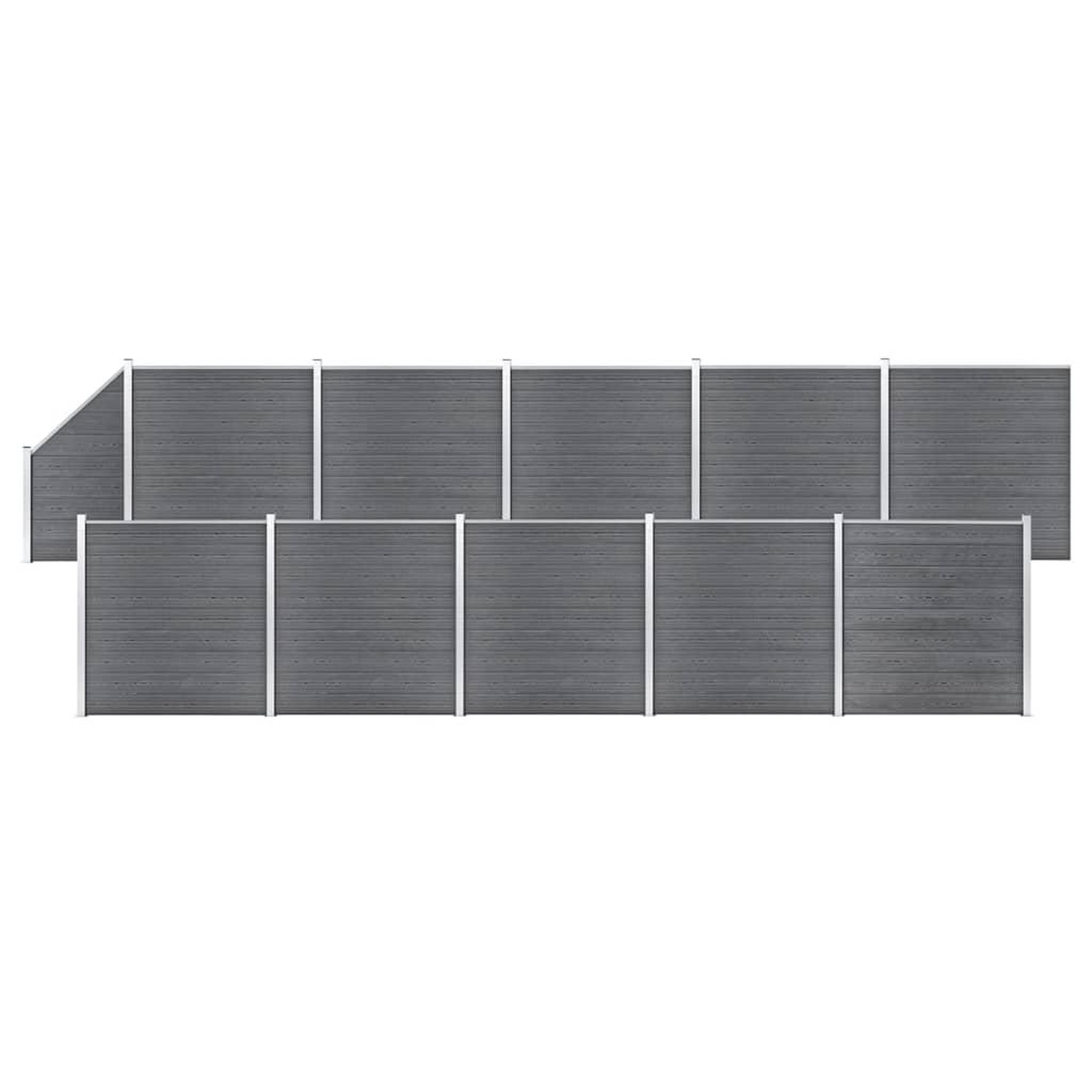 VIDAXL Ensemble de cloture WPC 10 Carre + 1 Incline 1830x186 cm Gris