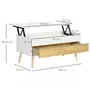 HOMCOM Table basse relevable - tiroir, coffre de rangement - dim. 100L x 50l x 49H cm - blanc aspect bois clair