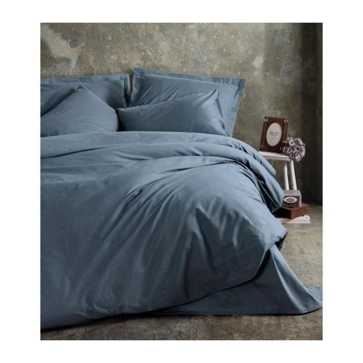 GENERIQUE Parure de lit - 129CTN64626 - 1 housse de couette 220 x 240 cm + 2 taies d'oreiller 60 x 60 cm - 100% coton ranforcé - Anthraci