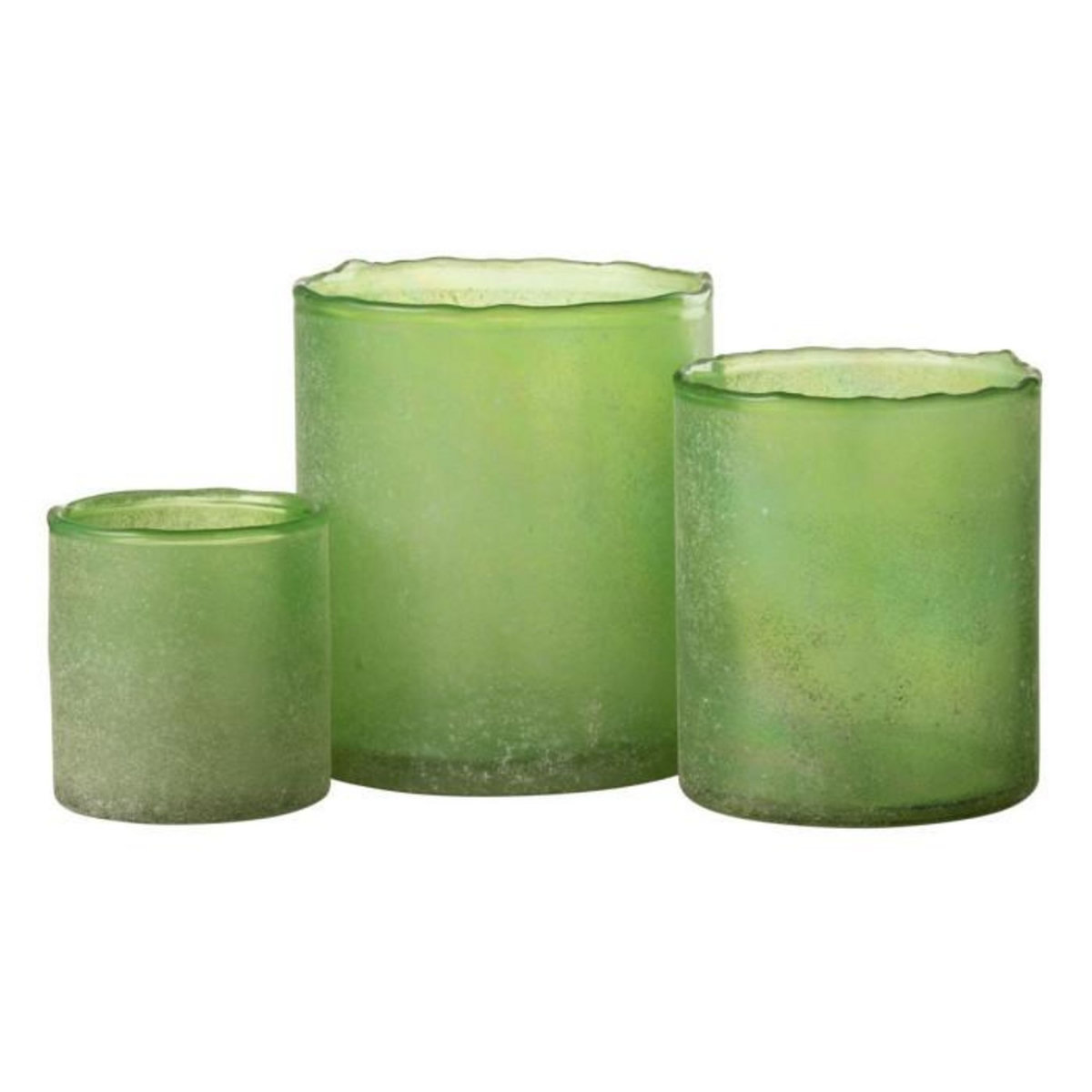 Paris Prix Lot de 3 Photophores en Verre  Ruby  15cm Vert