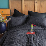 Home collection Parure Housse de couette 3 pcs 240x220 cm 100% satin de coton 82 fils imprimé. Strada black