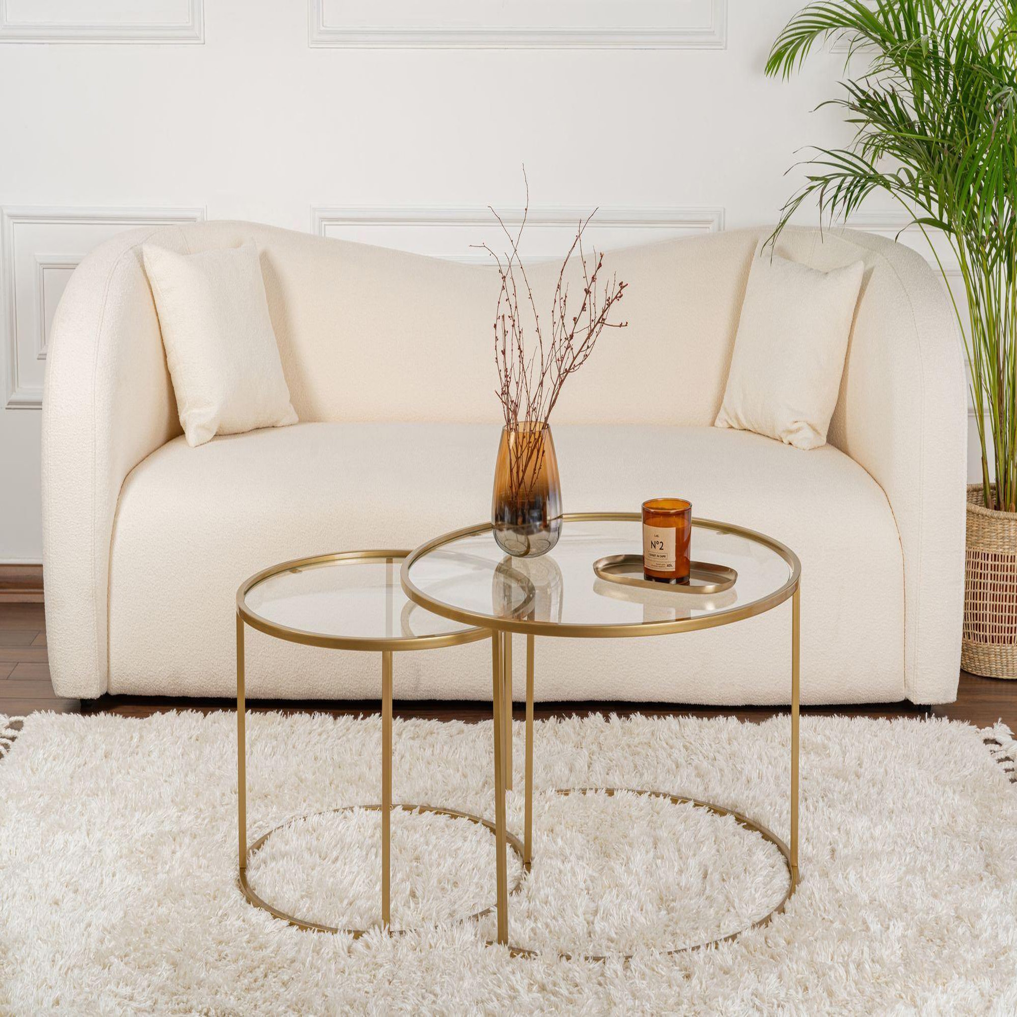 Voir la diapositive 3 : Habitat et Jardin Lot de 2 tables basses en métal  aurum  - 80 x 80 x 43 cm - or transparent