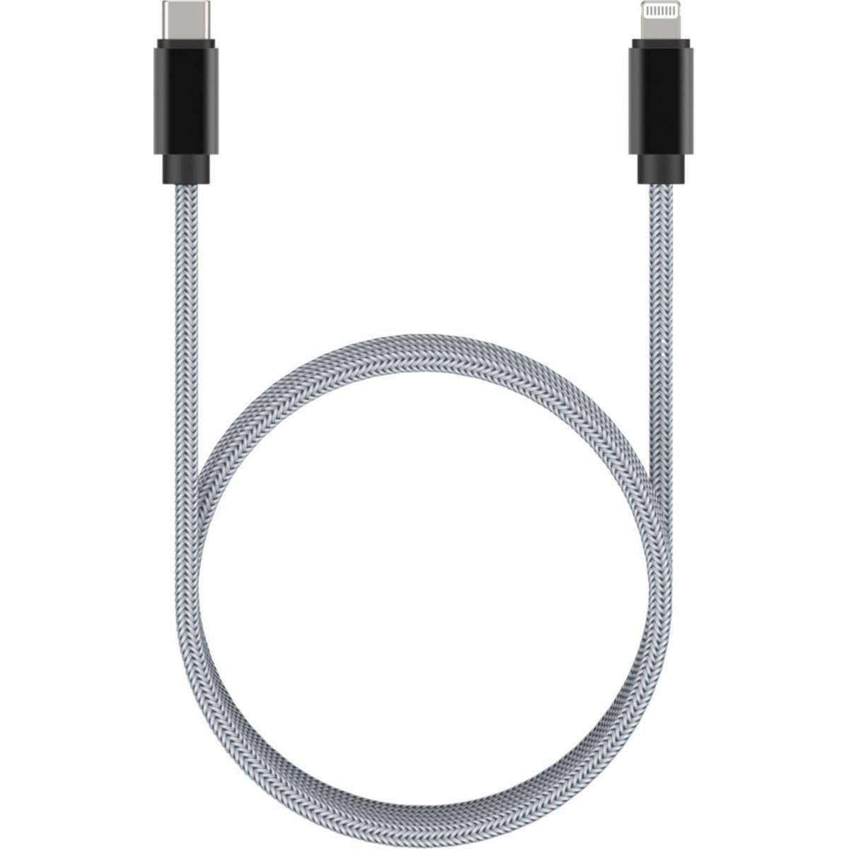 ADEQWAT Câble Lightning vers USB-C 2M certifié Apple Gris