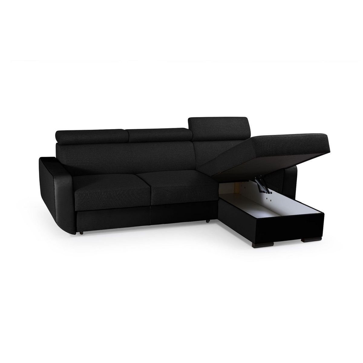 LISA DESIGN Dustin - canapé d'angle réversible - 4 places - convertible avec coffre - têtières réglables