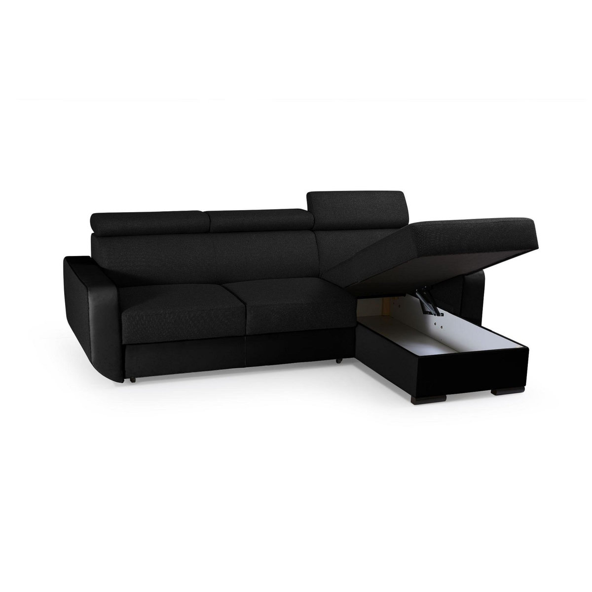 LISA DESIGN Dustin - canapé d'angle réversible - 4 places - convertible avec coffre - têtières réglables