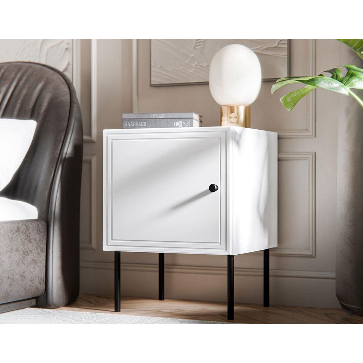 BEST MOBILIER Lavaggi - table de chevet - blanc - 45 cm