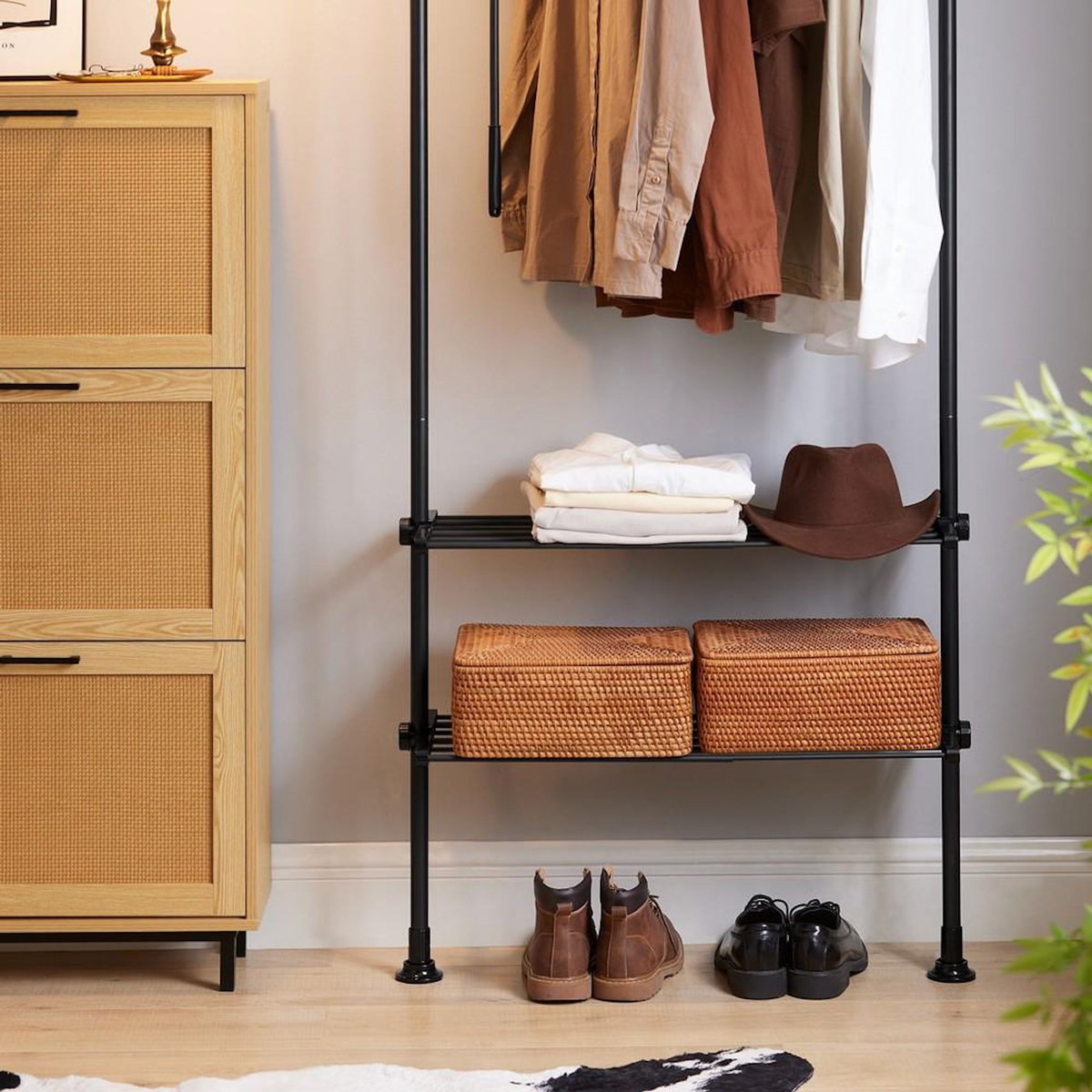 SOBUY SoBuy - Portemanteau Sur Pied à deux étagères - Industriel - KLS07