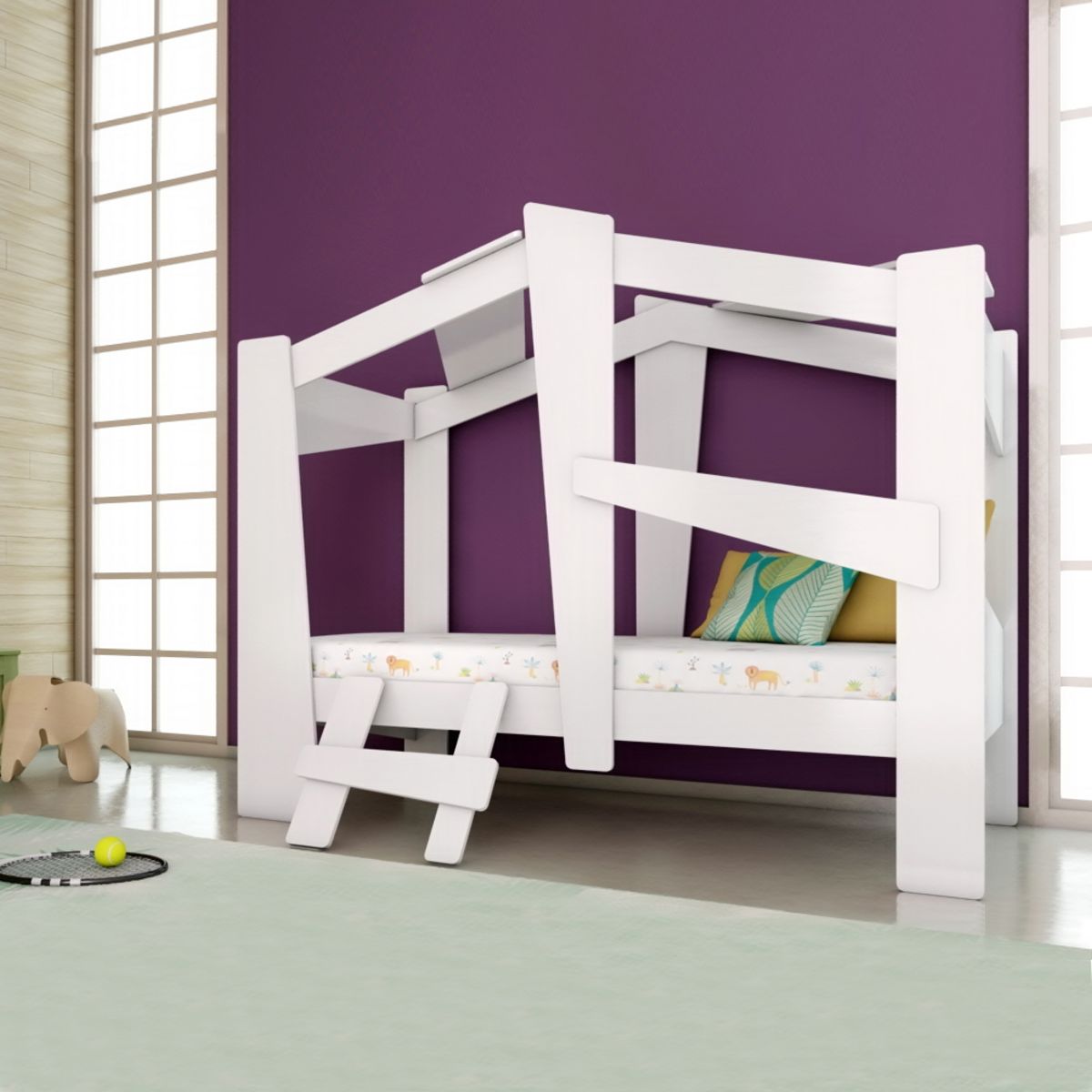 Lit enfant cabane avec sommier  couchage 90 x 190 cm BROUSSE