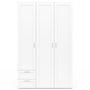 Voir la diapositive 3 : ID MARKET Armoire 3 portes VITO blanc penderie 120 cm avec 2 tiroirs et étagères