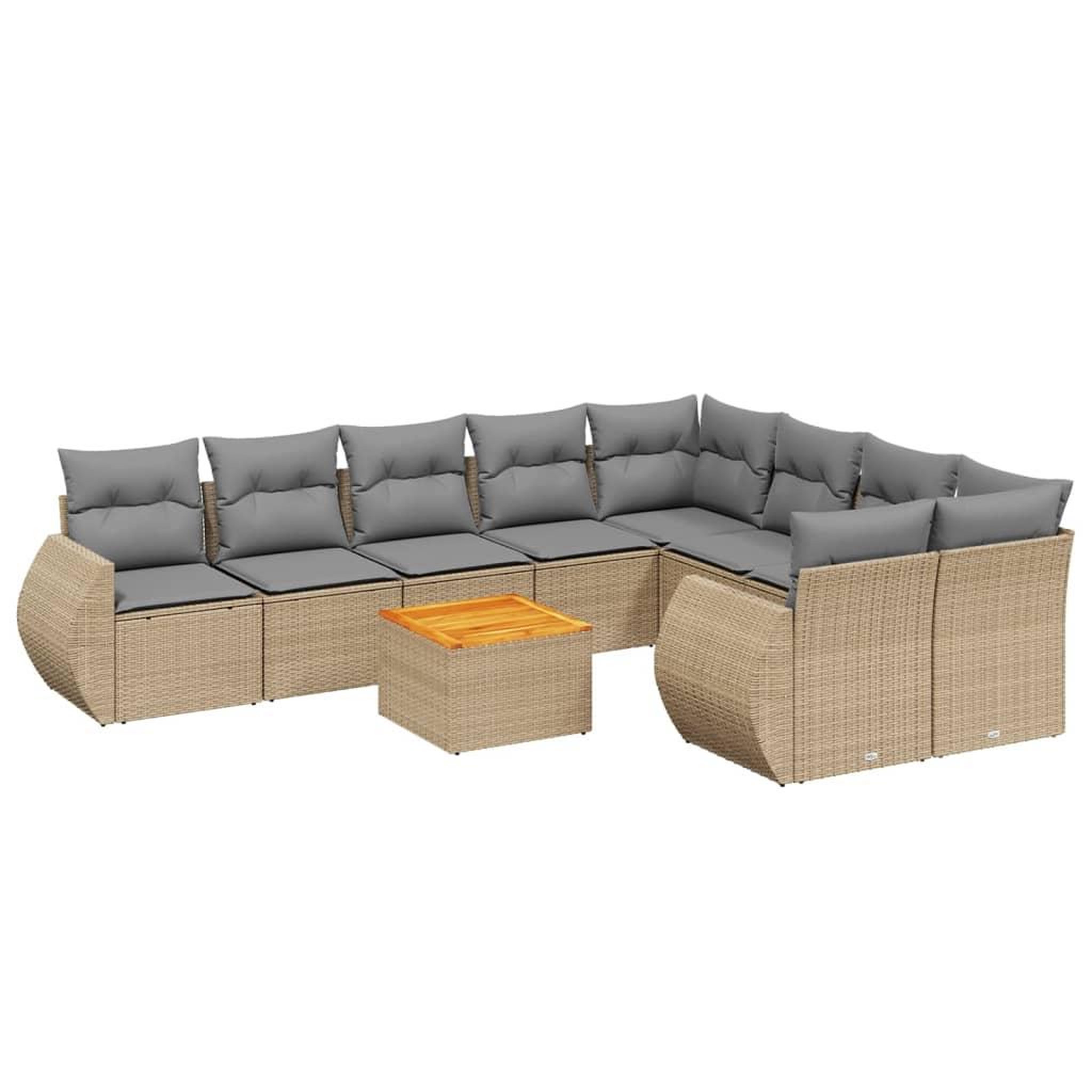 Voir la diapositive 2 : VIDAXL Salon de jardin avec coussins 10 pcs beige resine tressee