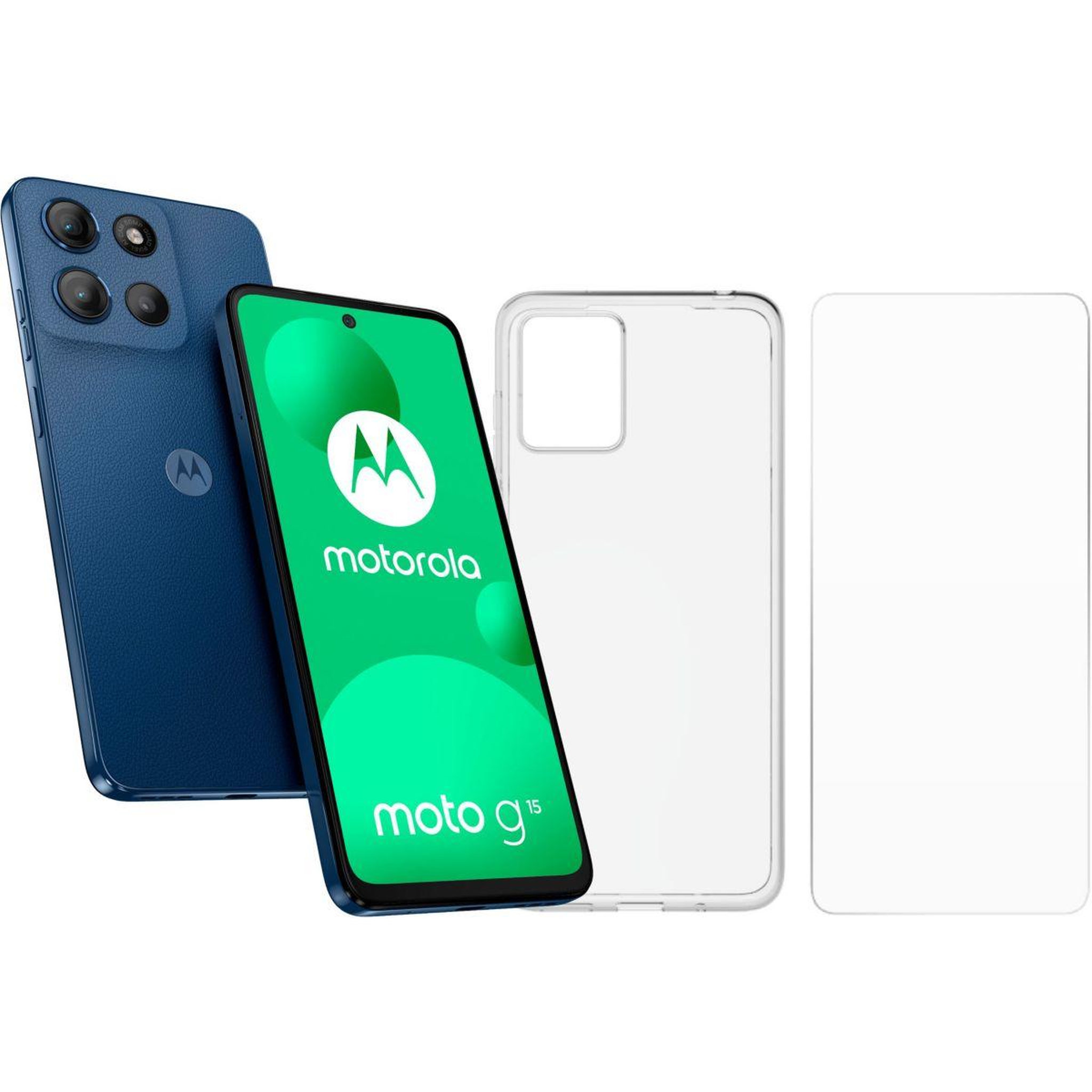 Voir la diapositive 1 : MOTOROLA Smartphone Pack G15 + Coque + verre trempe
