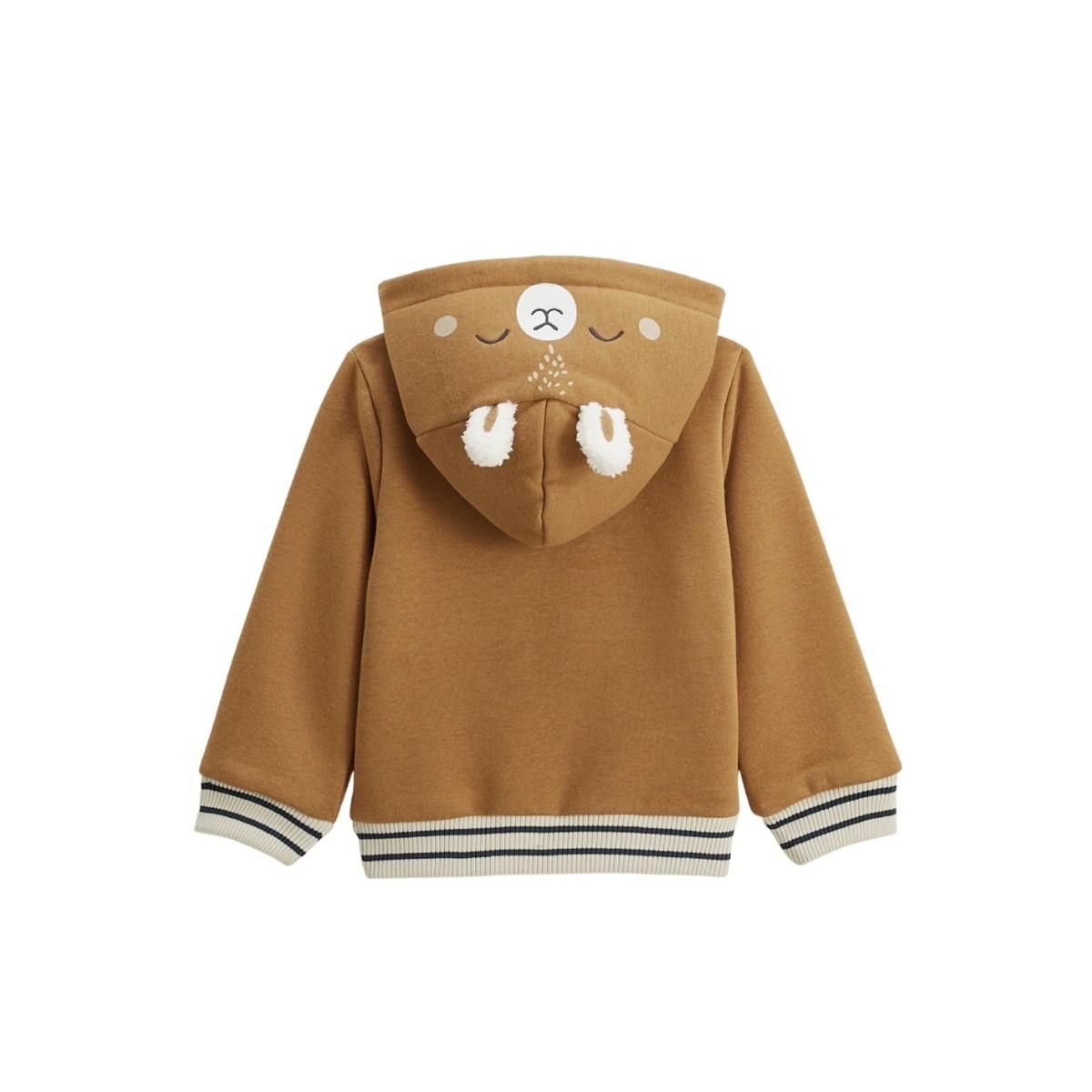 Petit Béguin Sweat à capuche zippé enfant en molleton Lamascotte