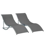 OUTSUNNY Lot de 2 bains de soleil pliables design contemporain - lot de 2 transats ergonomiques - alu. textilène anthracite