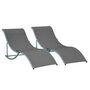 Voir la diapositive 1 : OUTSUNNY Lot de 2 bains de soleil pliables design contemporain - lot de 2 transats ergonomiques - alu. textilène anthracite