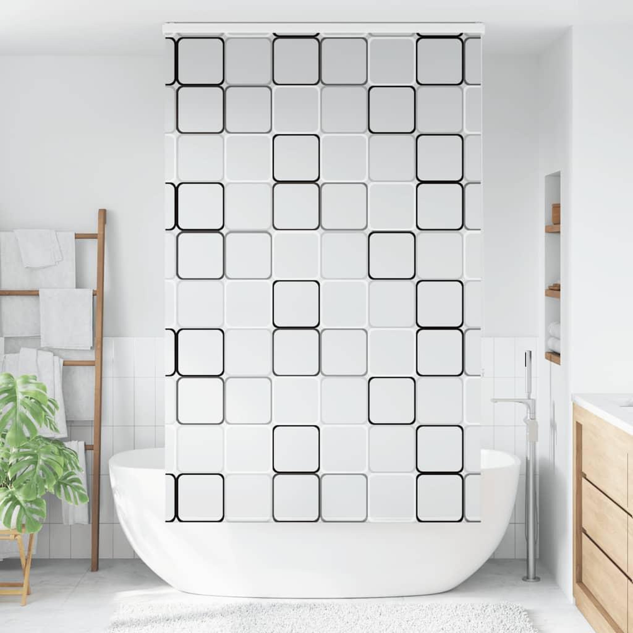 Voir la diapositive 2 : VIDAXL Store enrouleur de douche avec cassette largeur du tissu 116 cm