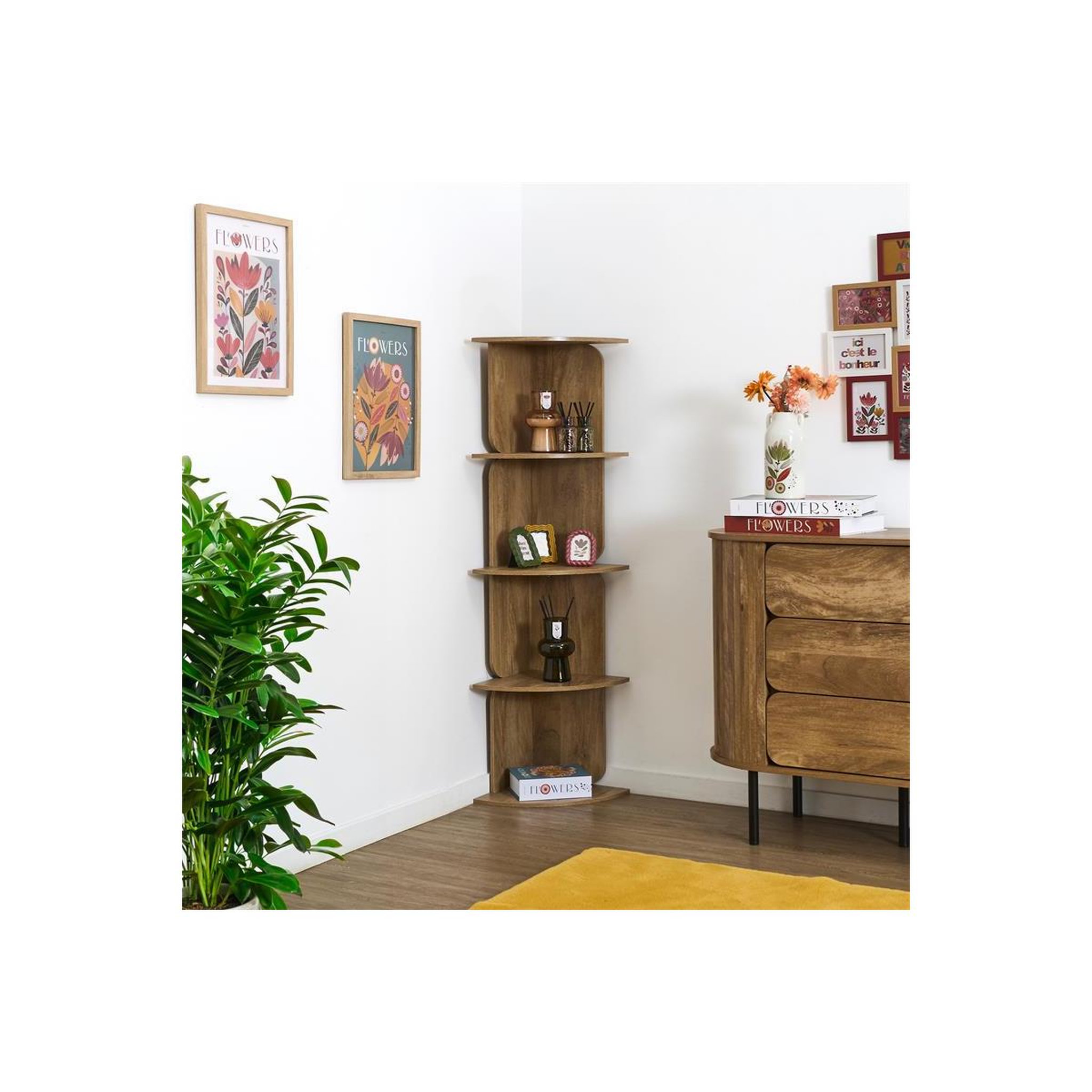 Voir la diapositive 5 : Paris Prix Étagère d'angle 4 niveaux  heritage  132cm marron