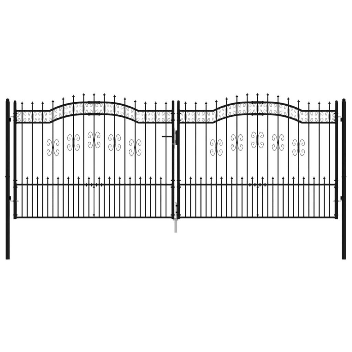 VIDAXL Portail et sommet de lance Noir 406x198 cm Acier enduit poudre