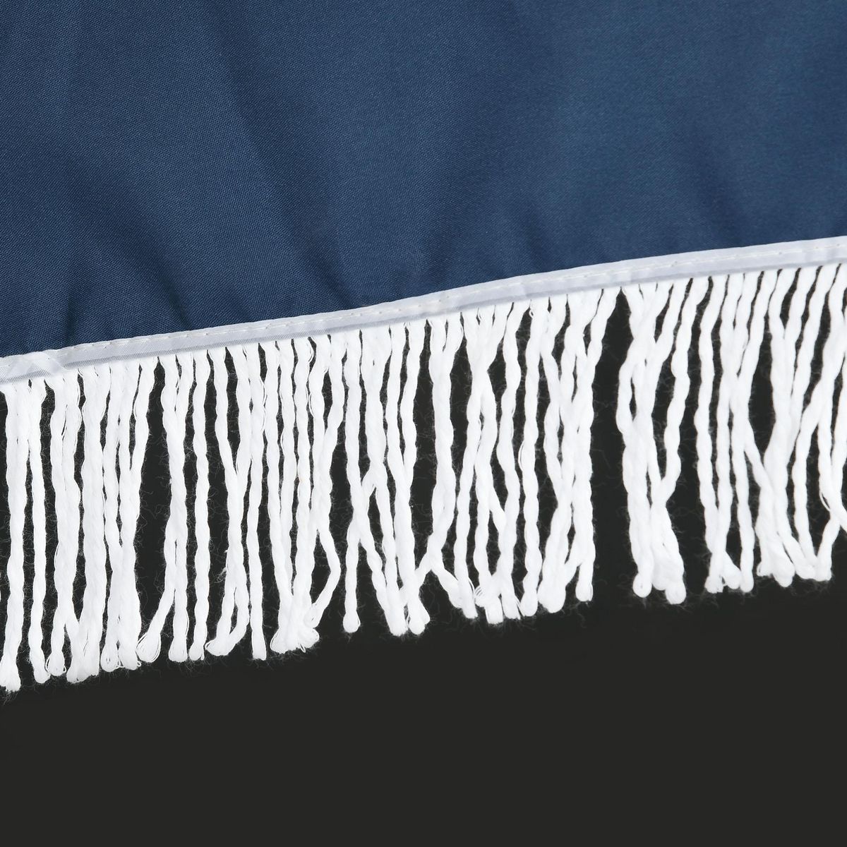 OUTSUNNY Parasol inclinable de jardin Ø 213 cm style vintage franges bleu beige