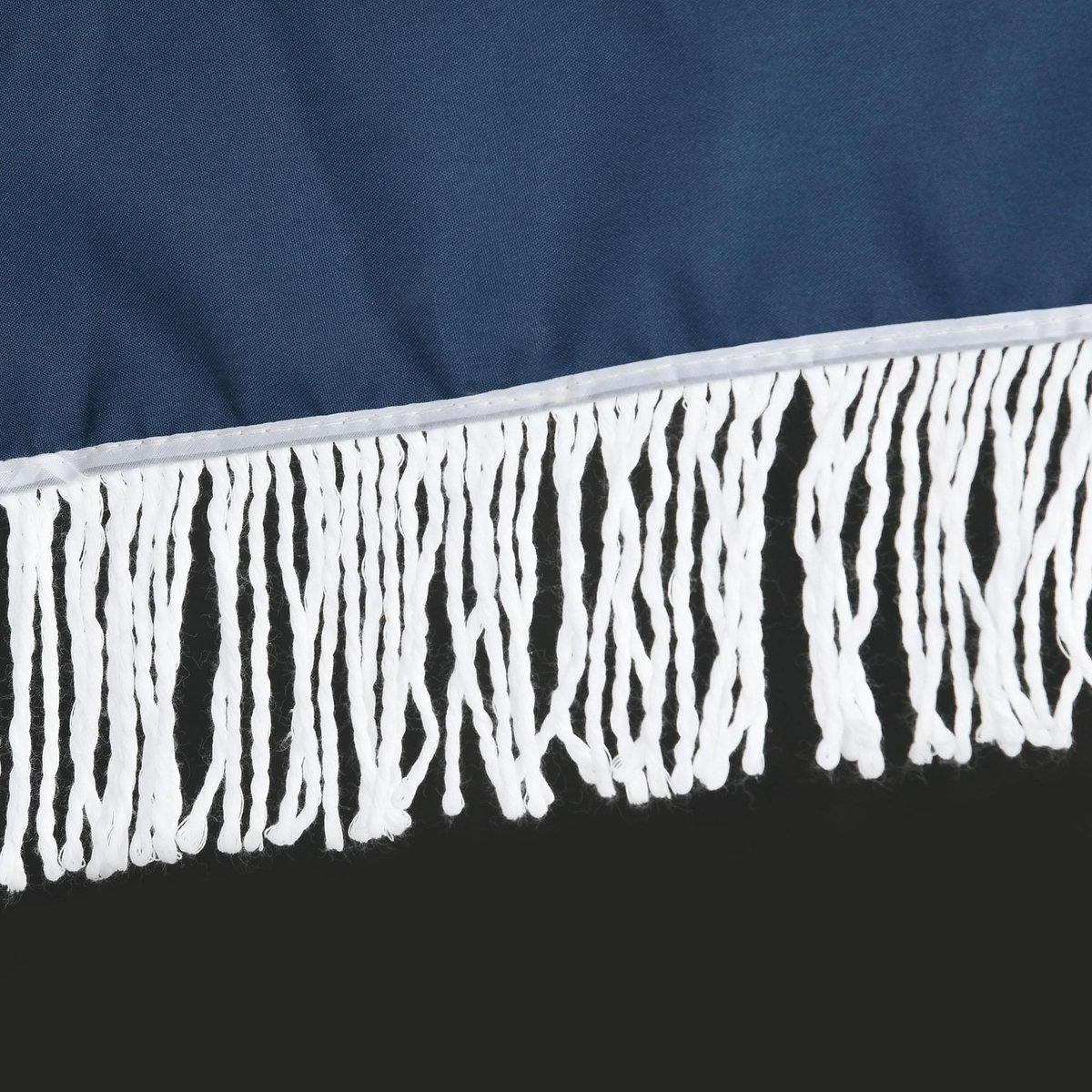 OUTSUNNY Parasol inclinable de jardin Ø 213 cm style vintage franges bleu beige