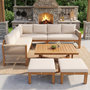 Voir la diapositive 4 : MERAX Salon de jardin 6 place en bois avec coussins