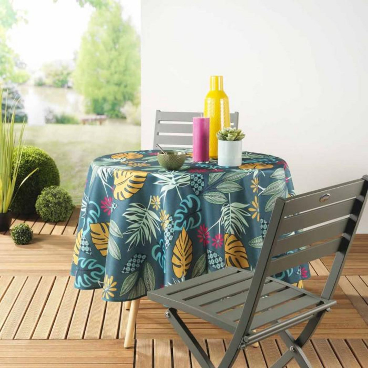 Paris Prix Nappe Antitache Imprimée  Lilidae  180cm Vert