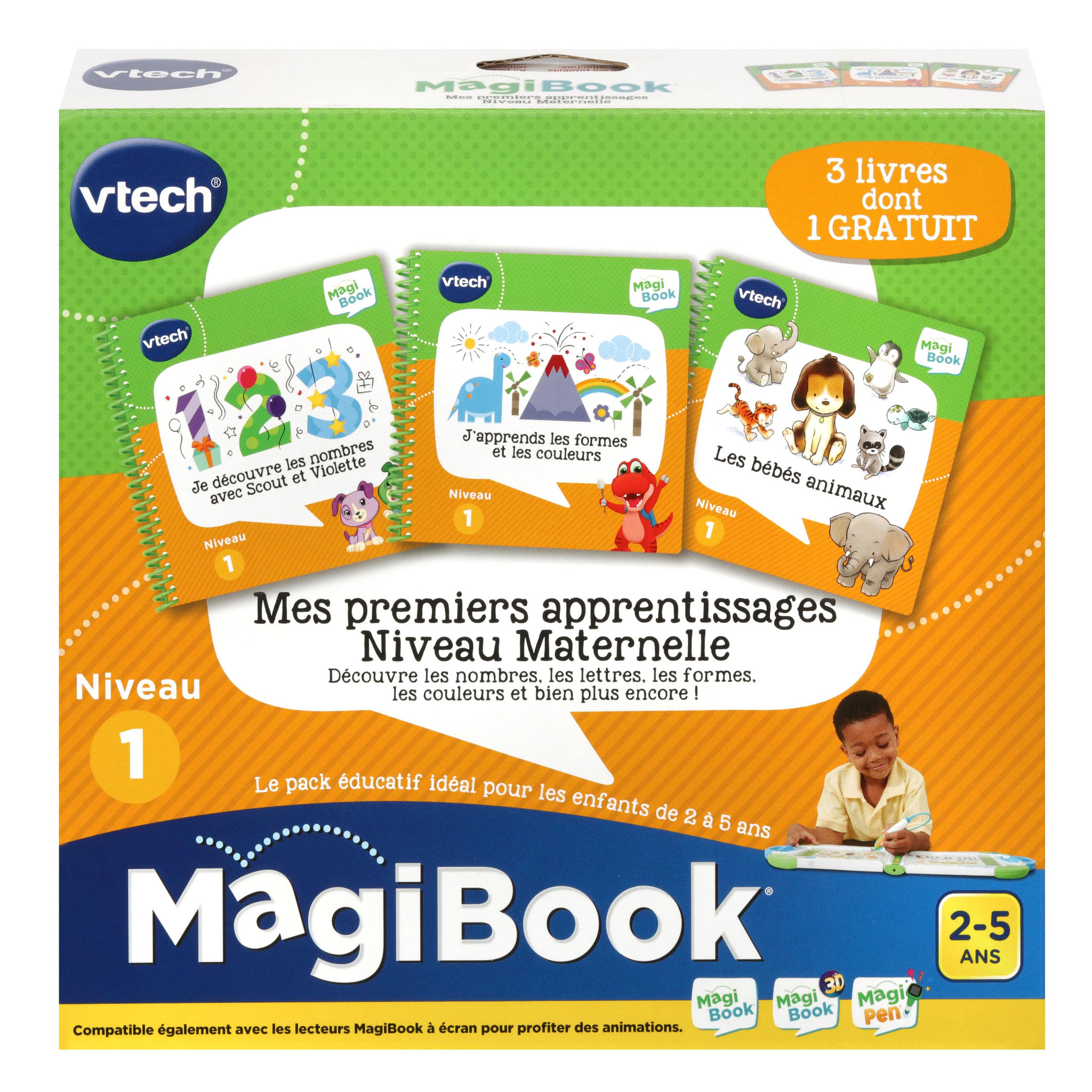 VTECH MagiBook - Mes premiers apprentissages niveau maternelle (bébés animaux, je découvre les nombres avec Scout et Violette, j'apprends les formes et les couleurs)