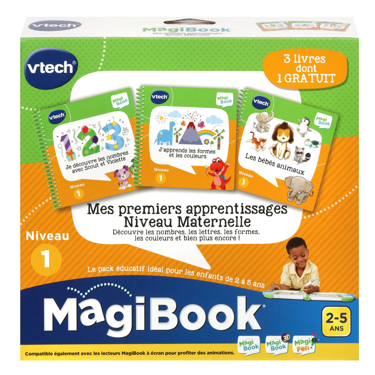 VTECH MagiBook - Mes premiers apprentissages niveau maternelle (bébés animaux, je découvre les nombres avec Scout et Violette, j'apprends les formes et les couleurs)