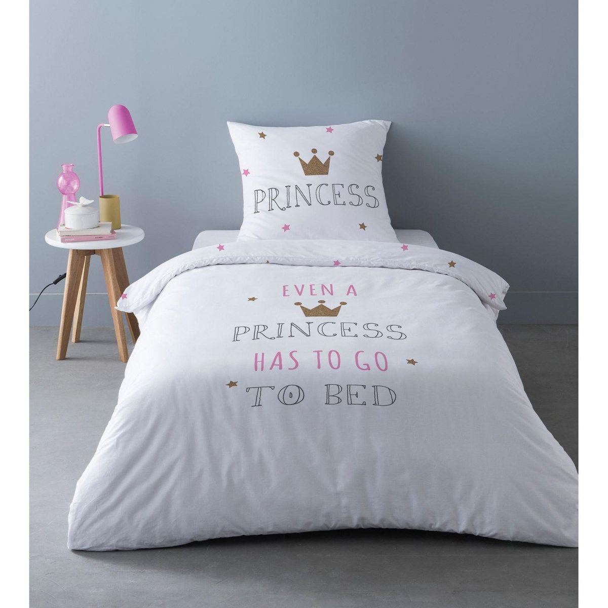 HABITABLE Parure de lit enfant design Princess - 100% Coton