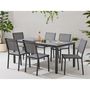 Voir la diapositive 6 : MARKET24 Table de jardin 6 personnes - Structure aluminium - Plateau verre trempé fixé par ventouses - L 160 x H 72 x P 90 cm