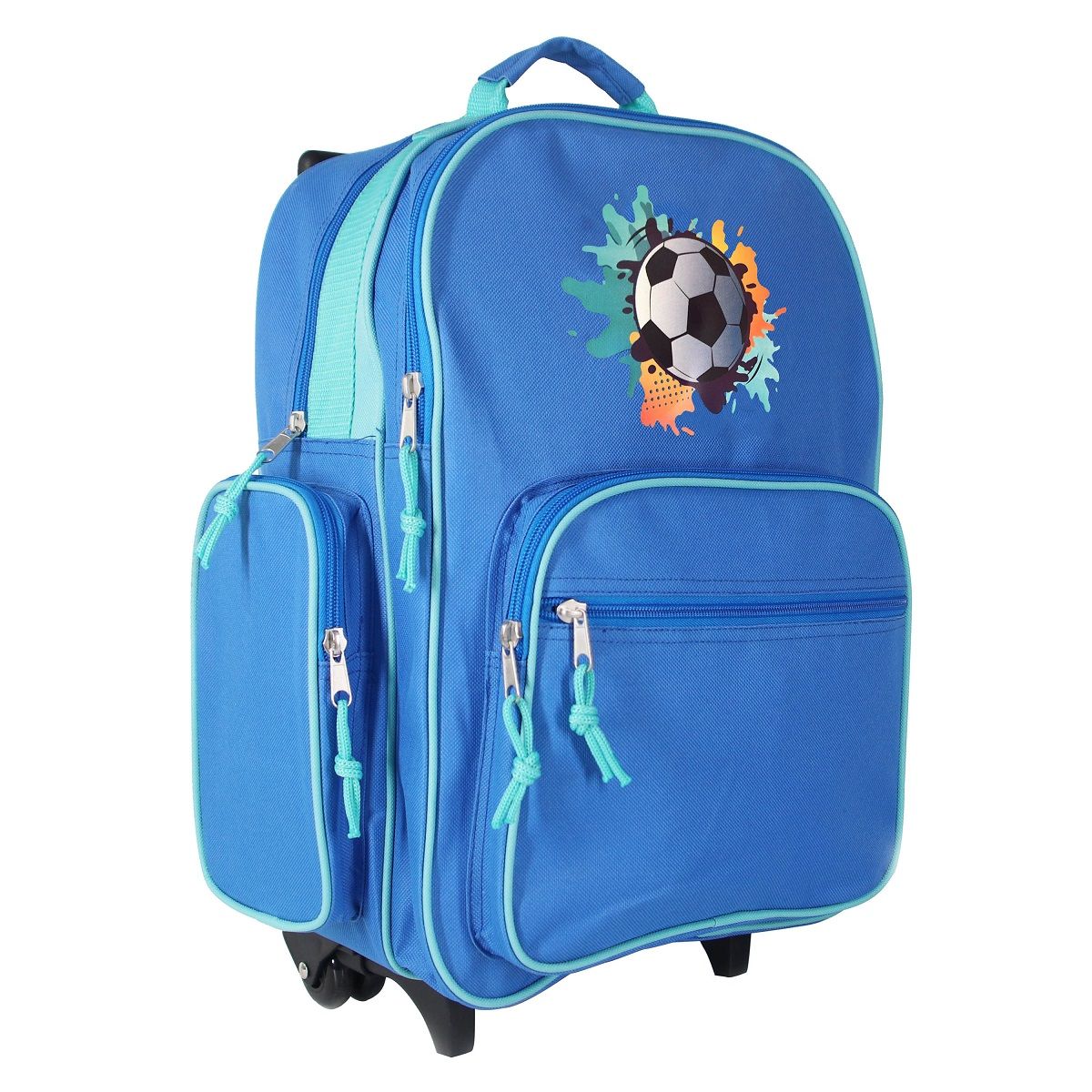 AUCHAN Sac à dos à roulettes bleu