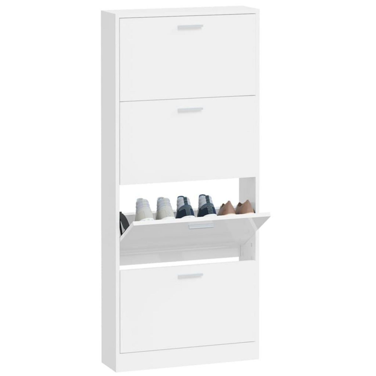 VIDAXL Armoire a chaussure Blanc brillant 59x17x150 cm Bois ingenierie