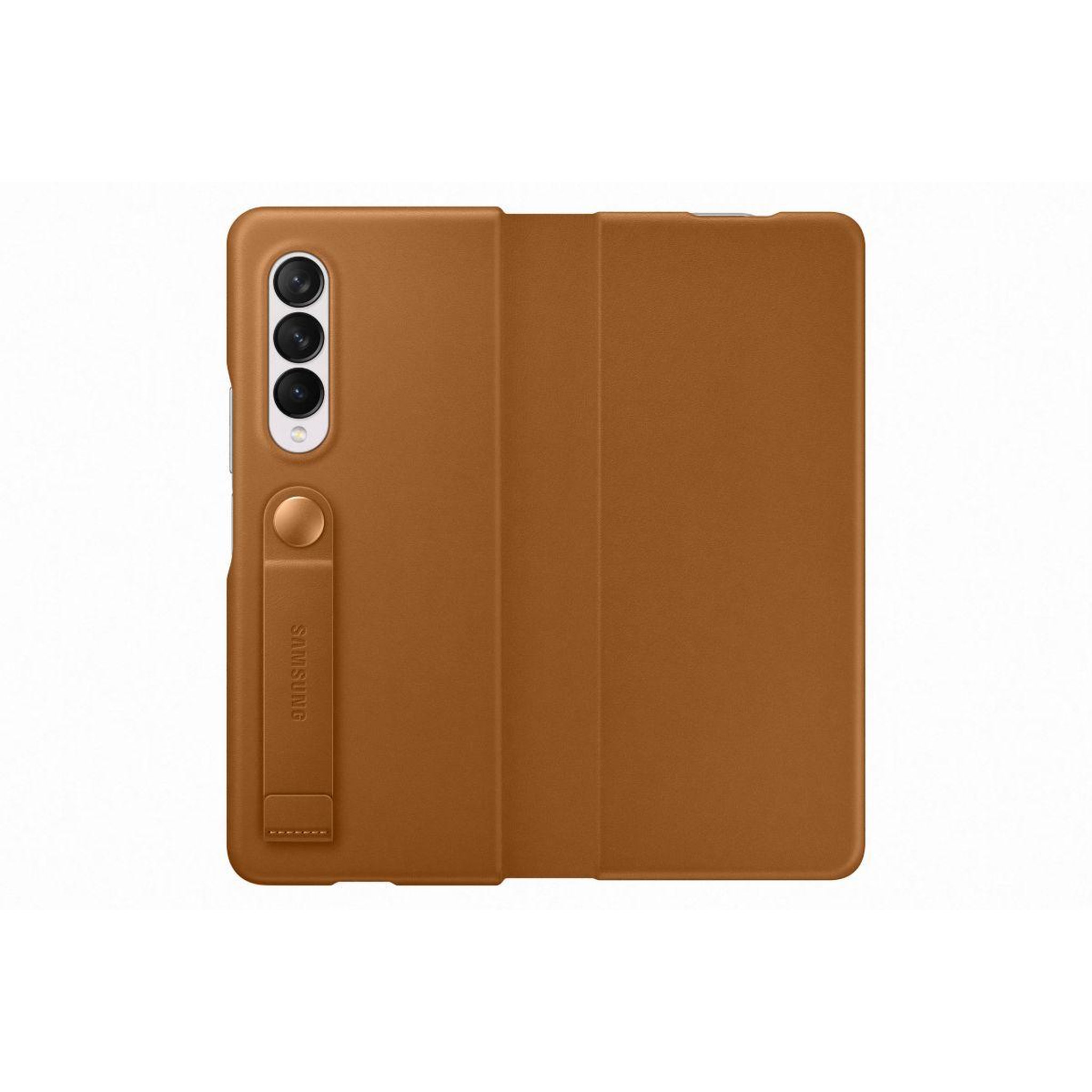 Voir la diapositive 3 : Samsung Coque Z Fold 3 Cuir marron clair