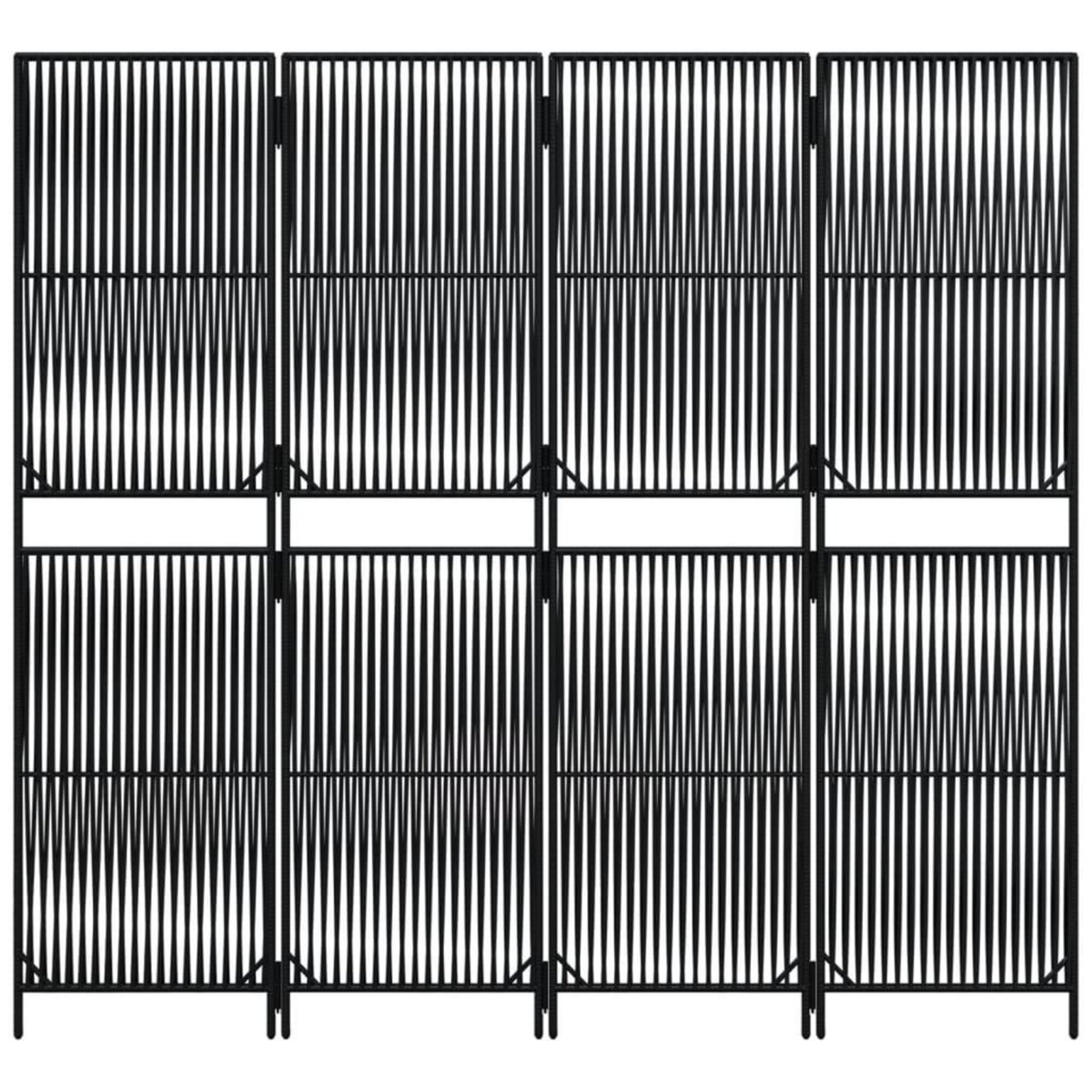 VIDAXL Cloison de separation 4 panneaux noir resine tressee