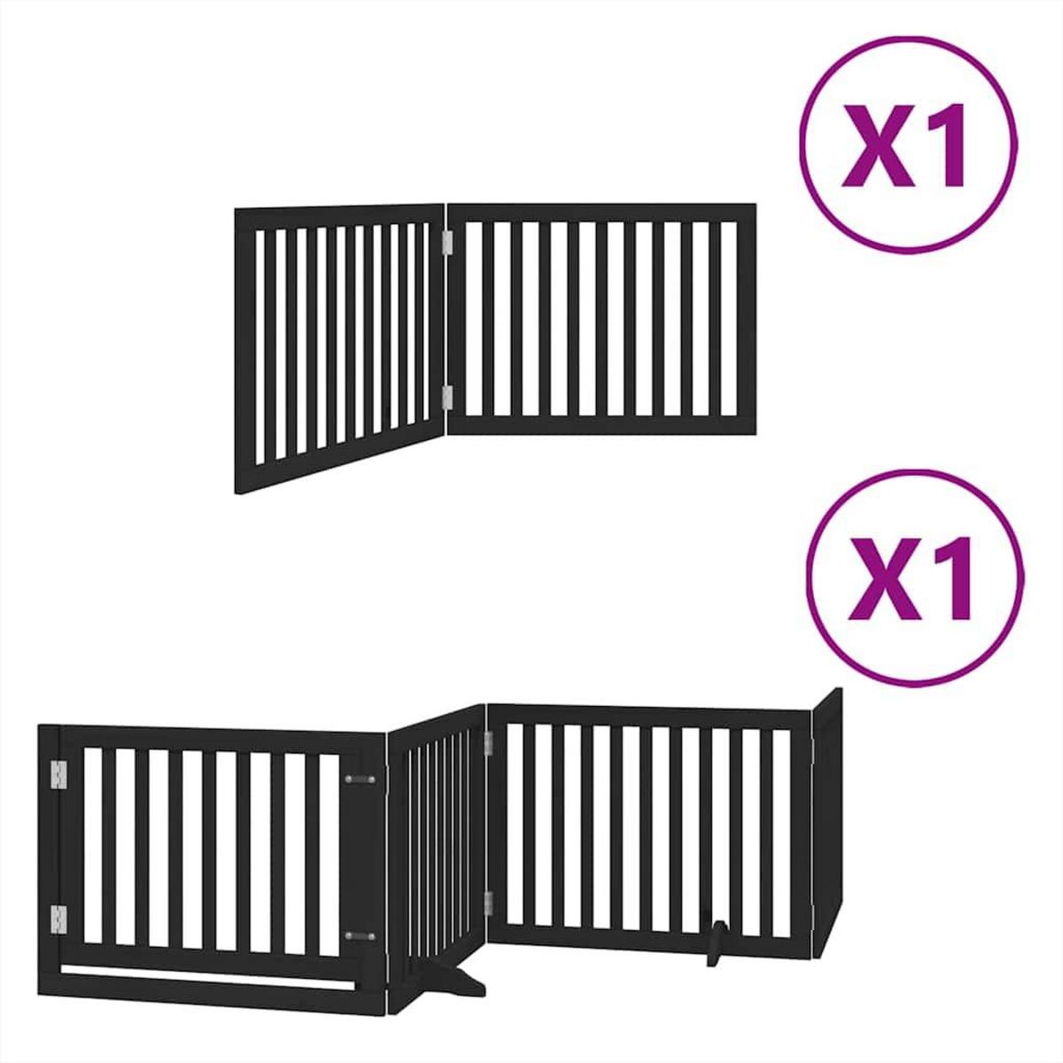 VIDAXL Barriere pour chien porte pliable 6 panneaux noir bois peuplier