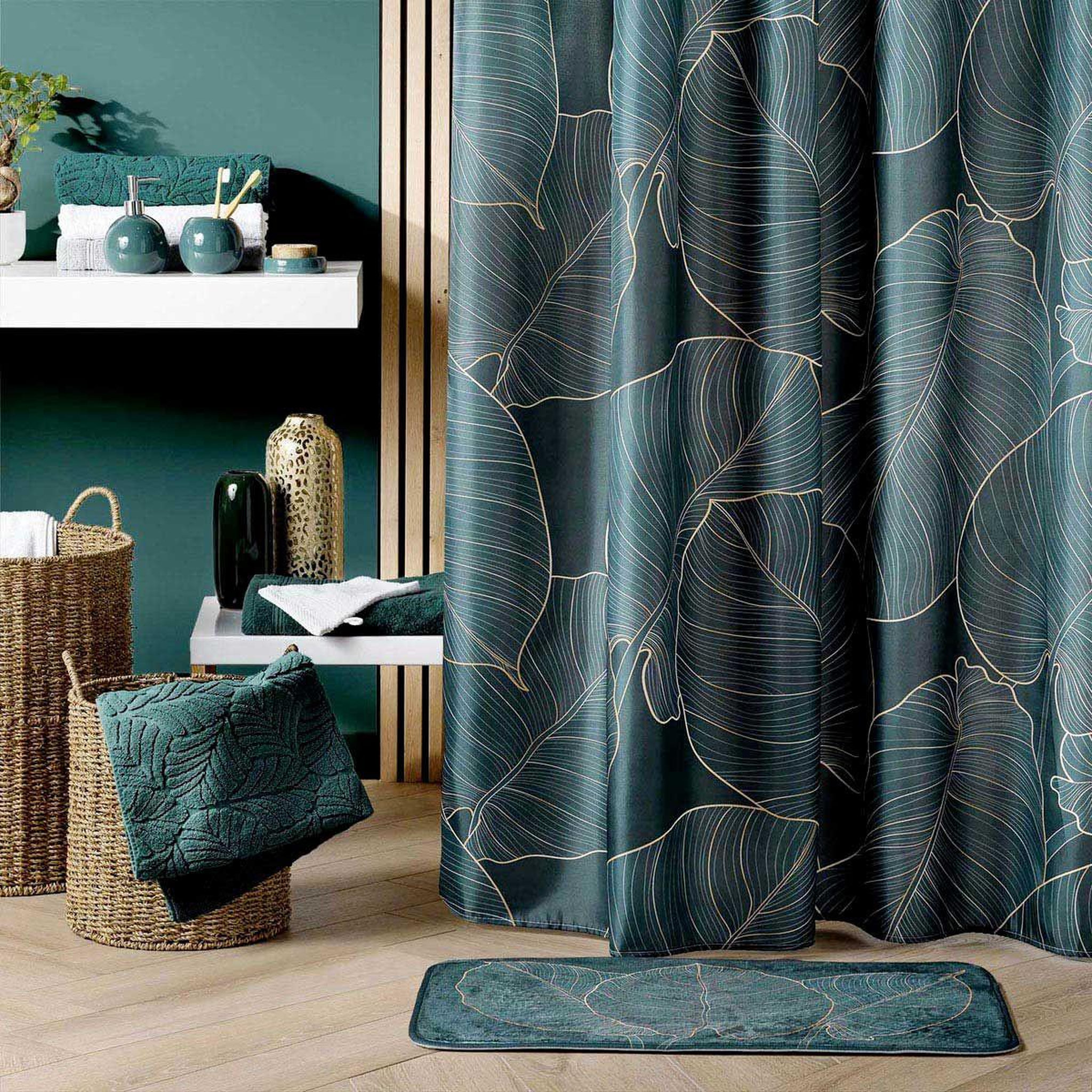 Voir la diapositive 2 : Douceur d'Intérieur Rideau de douche  jade  180x200cm vert