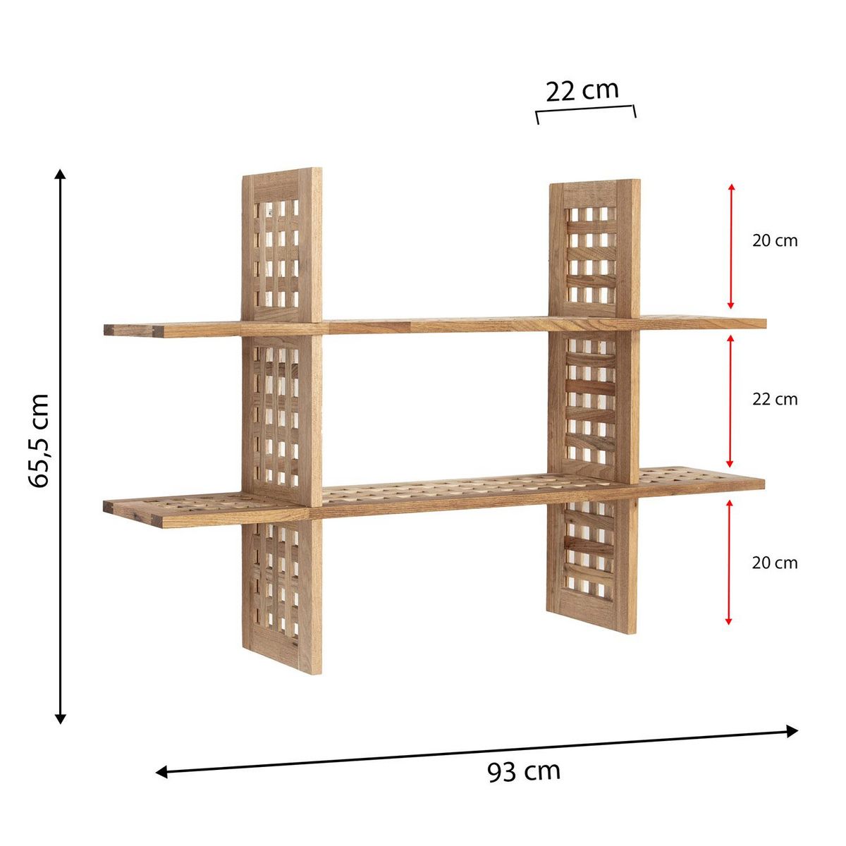 VS VENTA-STOCK Étagère Jaya en bois de noyer avec 6 compartiments