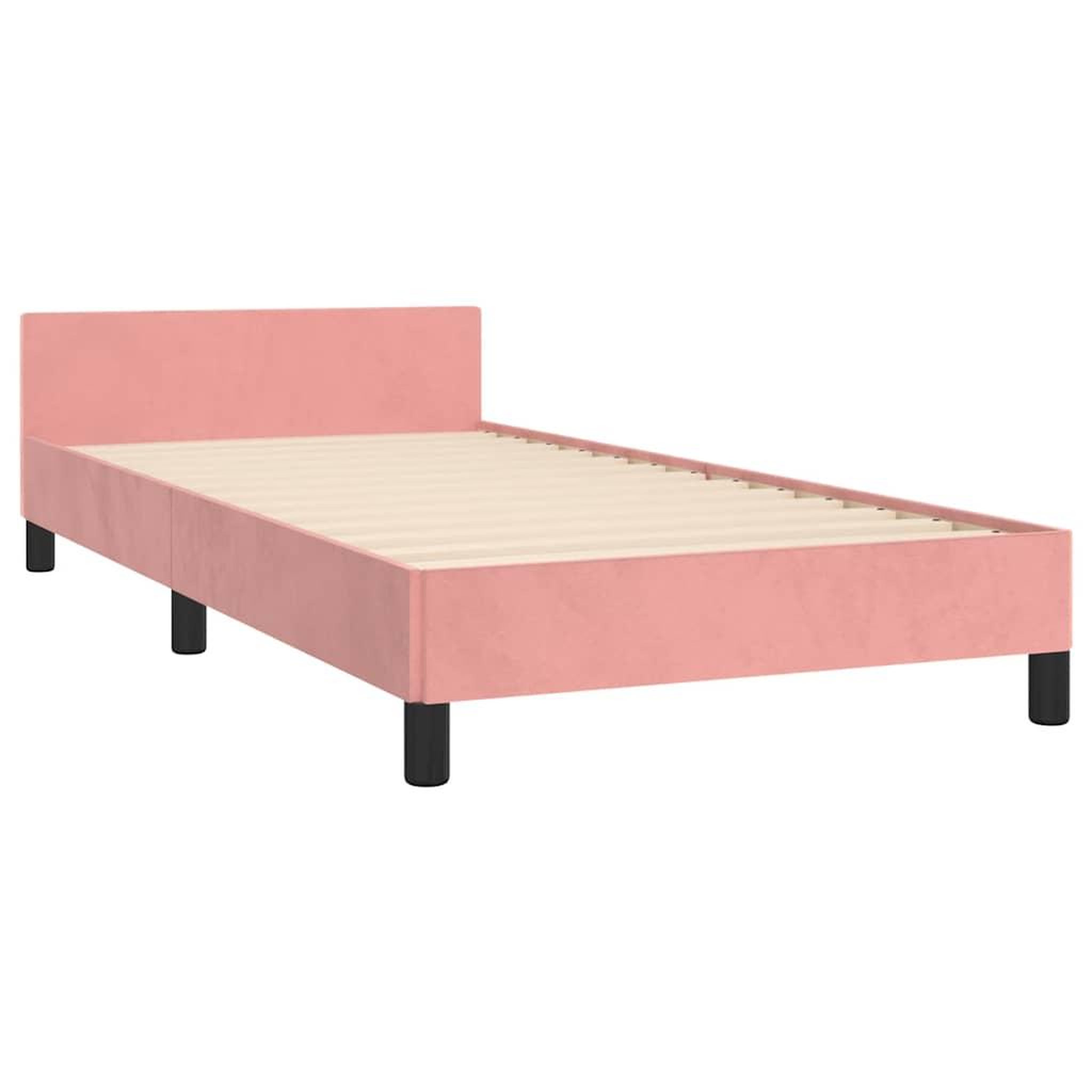 Voir la diapositive 4 : VIDAXL Cadre de lit et tete de lit sans matelas rose 90x200 cm velours
