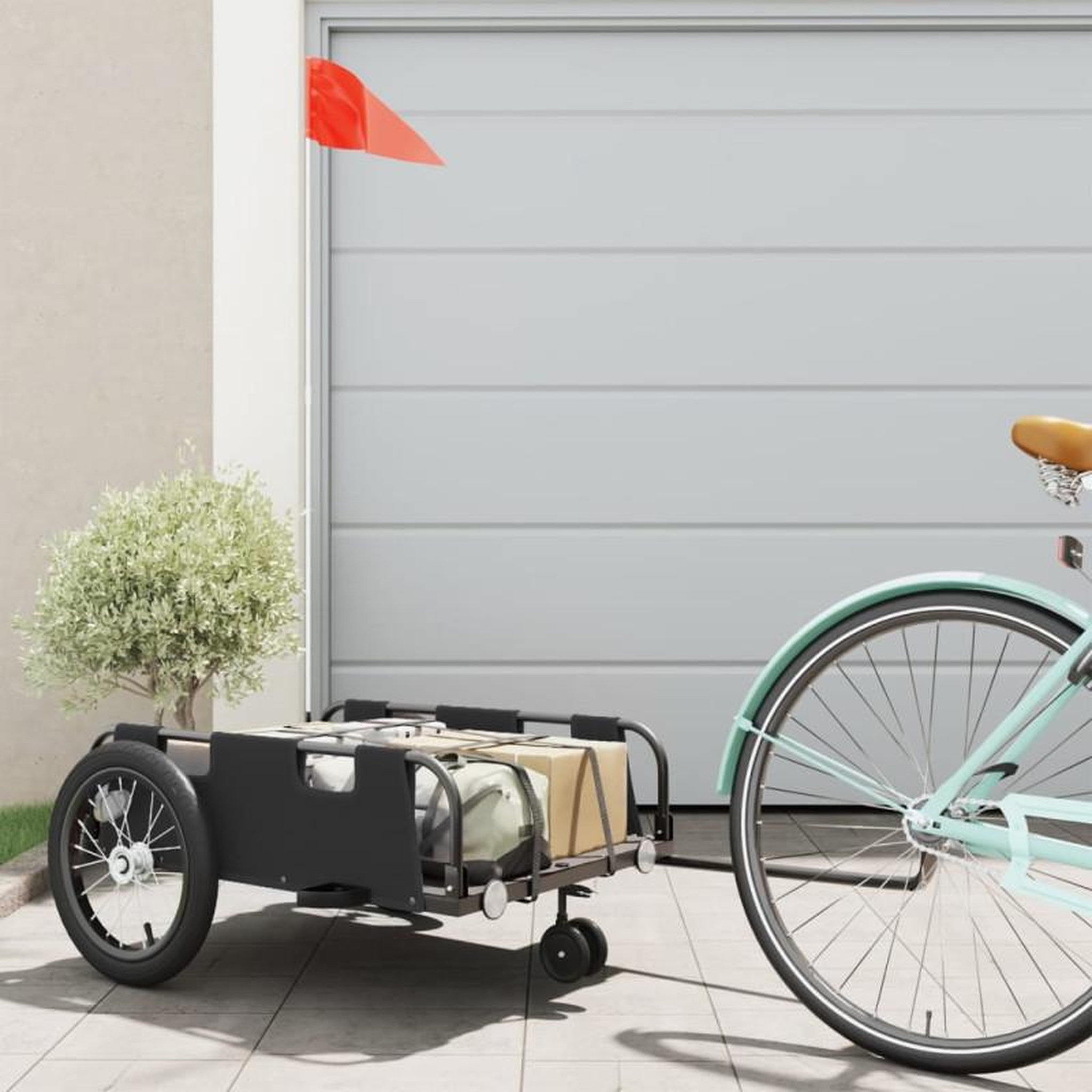 VIDAXL Remorque de vélo noir tissu oxford et fer