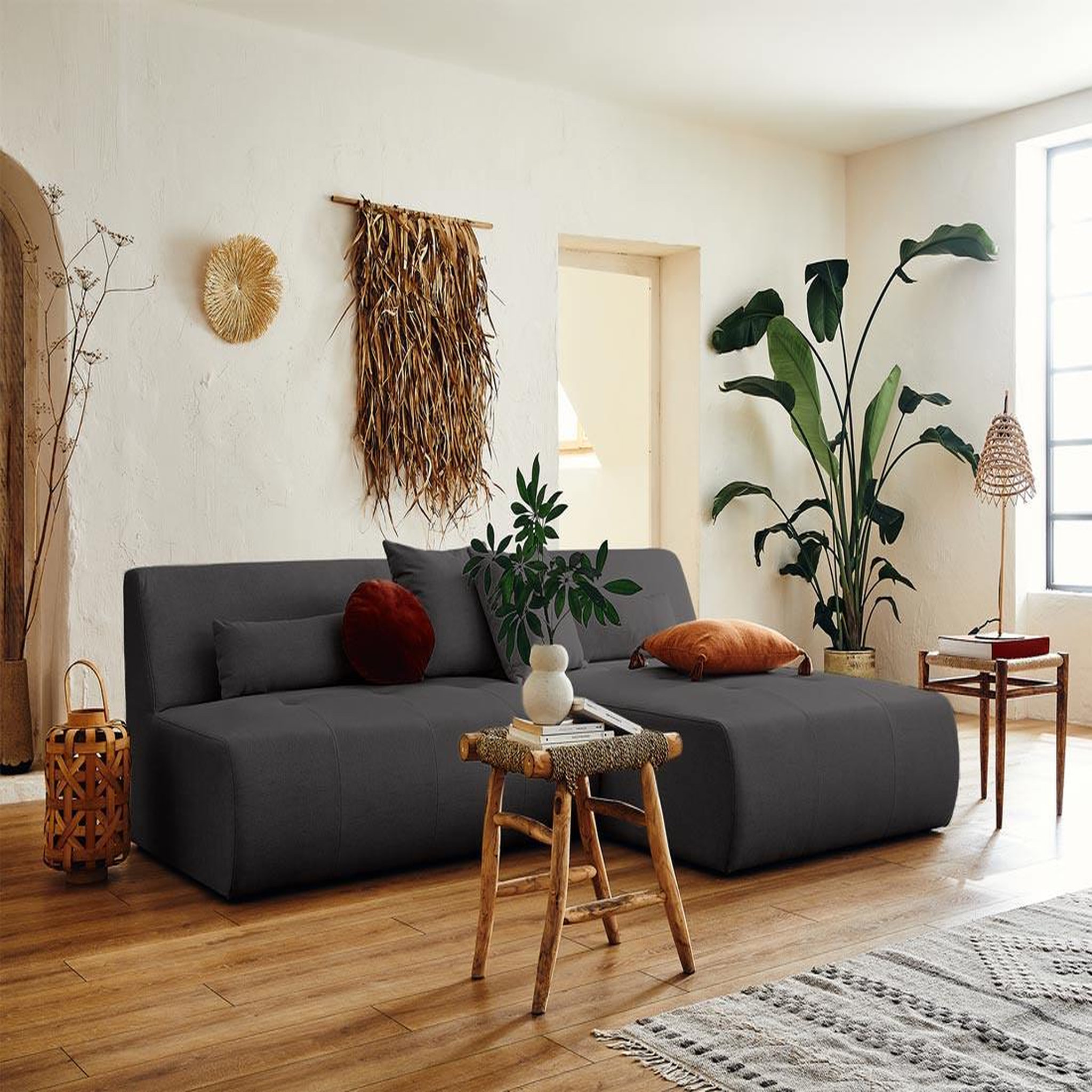 Voir la diapositive 2 : LISA DESIGN Onyx - canapé modulable d'angle réversible 4 places - en tissu