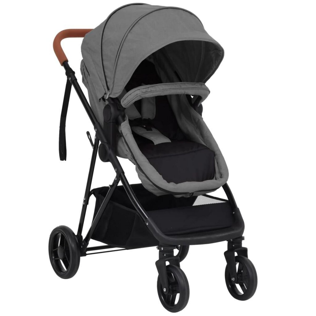 VIDAXL Poussette pour bebe 3-en-1 Gris clair et noir Acier