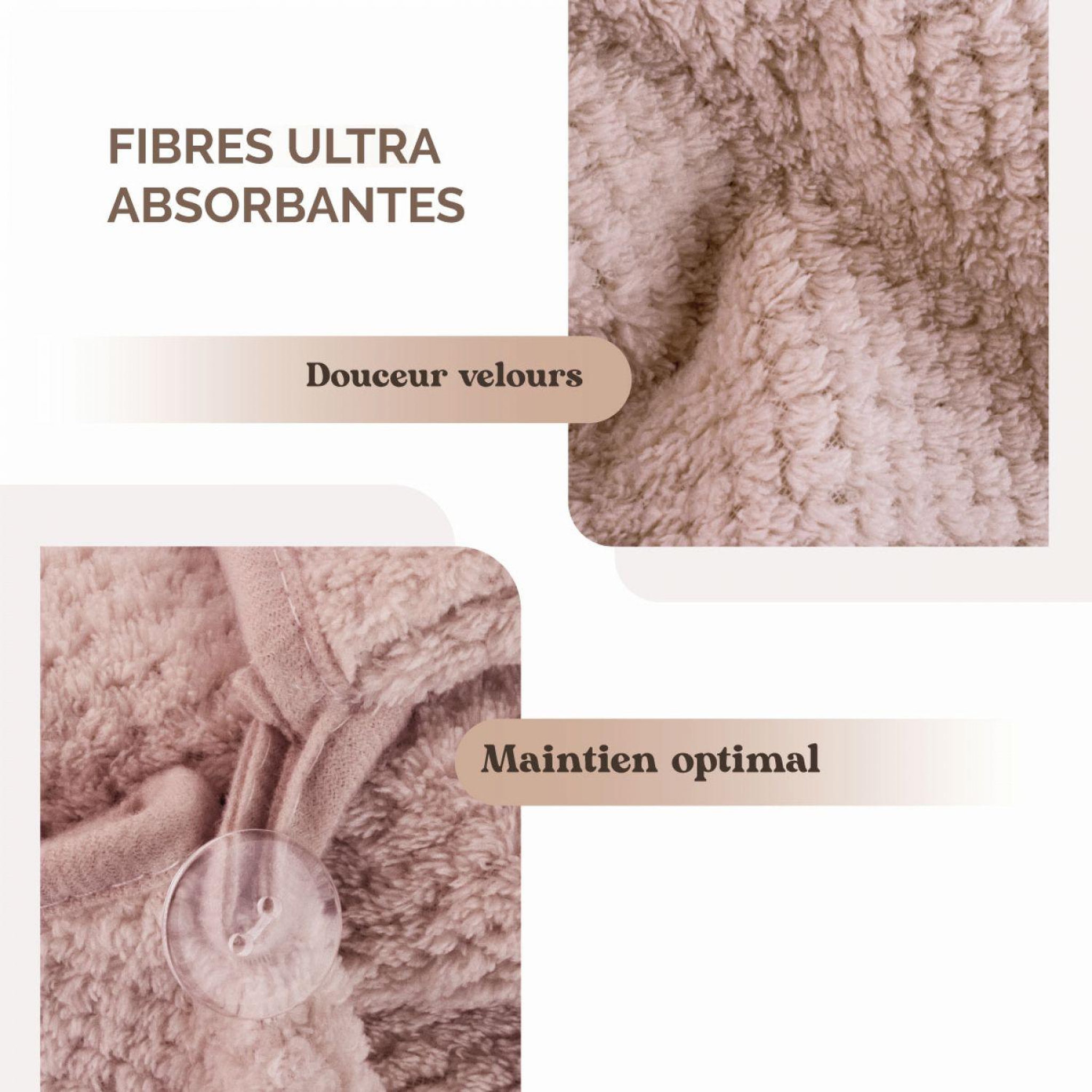 Voir la diapositive 3 : VIVEZEN Lot de 3 serviettes turban pour cheveux - Microfibre - Beige rose et marron