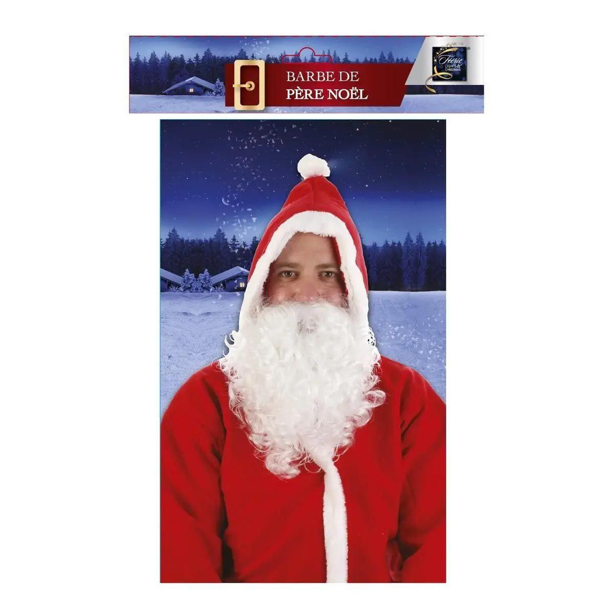 Voir la diapositive 2 : FEERIC LIGHT & CHRISTMAS Déguisement barbe  père noël  33cm blanc