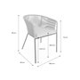 Voir la diapositive 6 : SWEEEK Lot de 4 fauteuils de jardin en corde noire et acier galvanisé. coussin gris