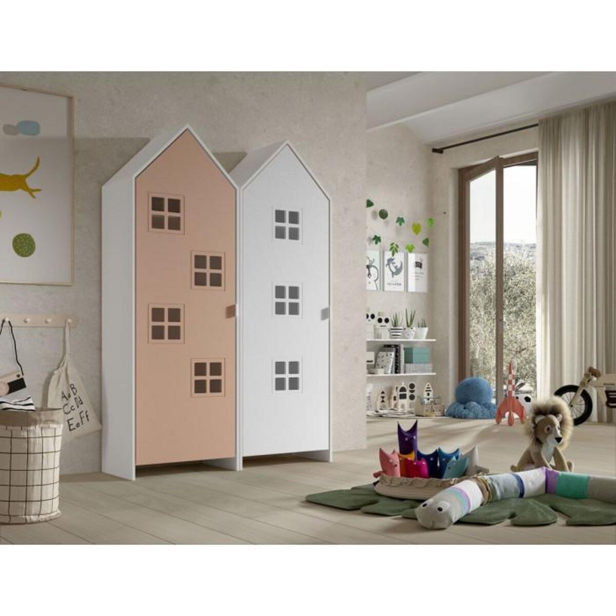 Paris Prix Pack - 2 Armoires Enfant  Casami Bruges  171cm Rose & Blanc