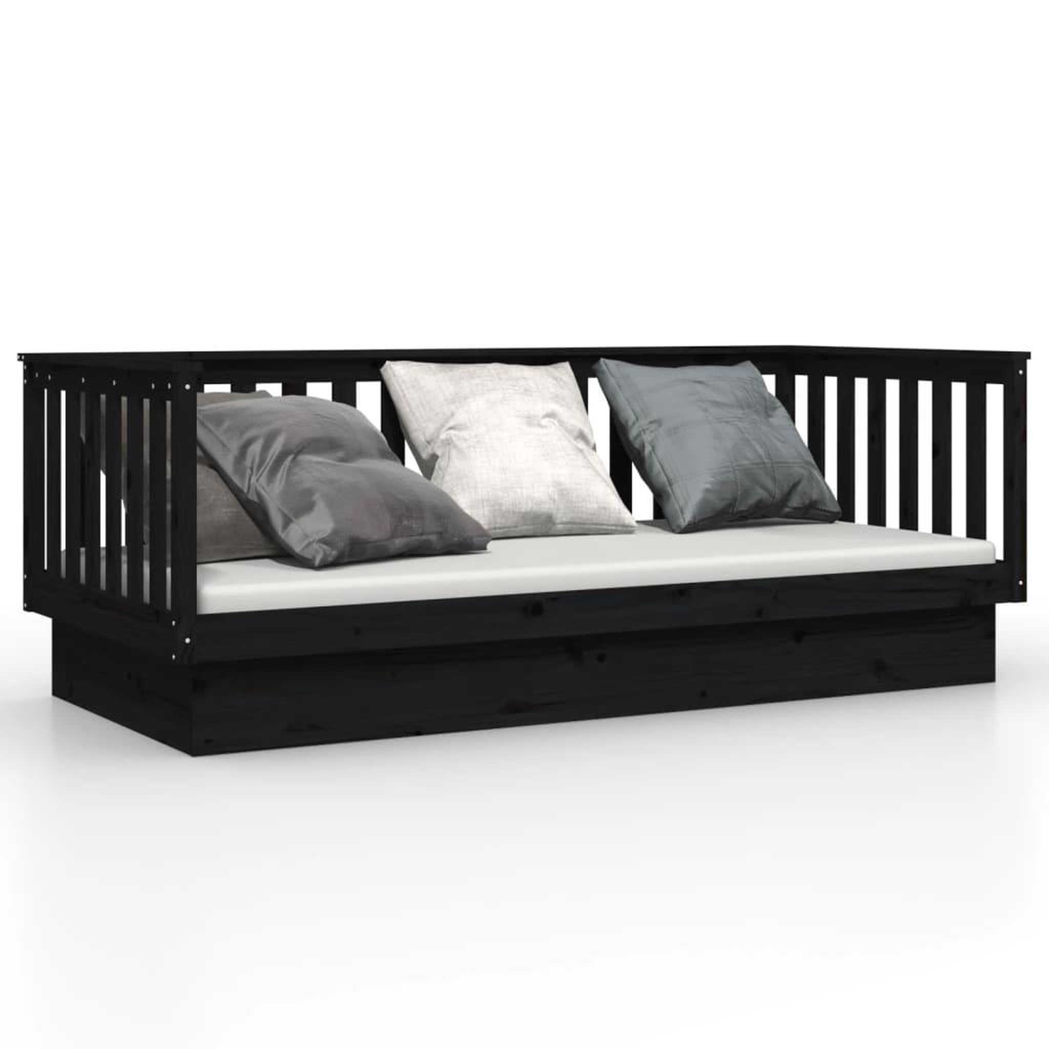 Voir la diapositive 2 : VIDAXL Lit de jour sans matelas noir 80x200 cm bois de pin massif