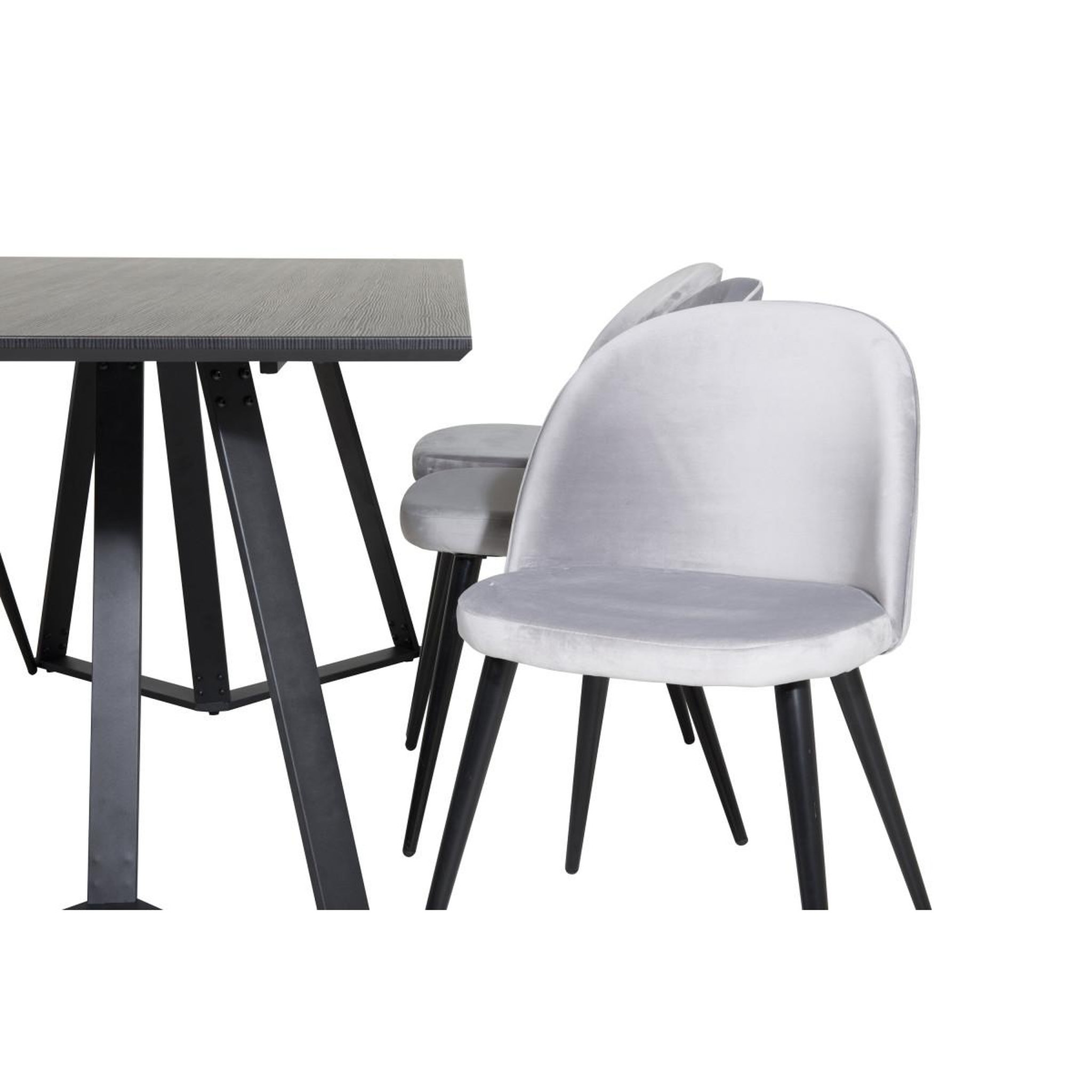 Voir la diapositive 3 : Paris Prix Ensemble table à manger & 6 chaises  marina & velvet  180cm noir & gris