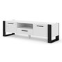 Voir la diapositive 1 : BEST MOBILIER Donnely - meuble tv - blanc et noir - 2 portes, 1 tiroir et 1 niche - 160 cm