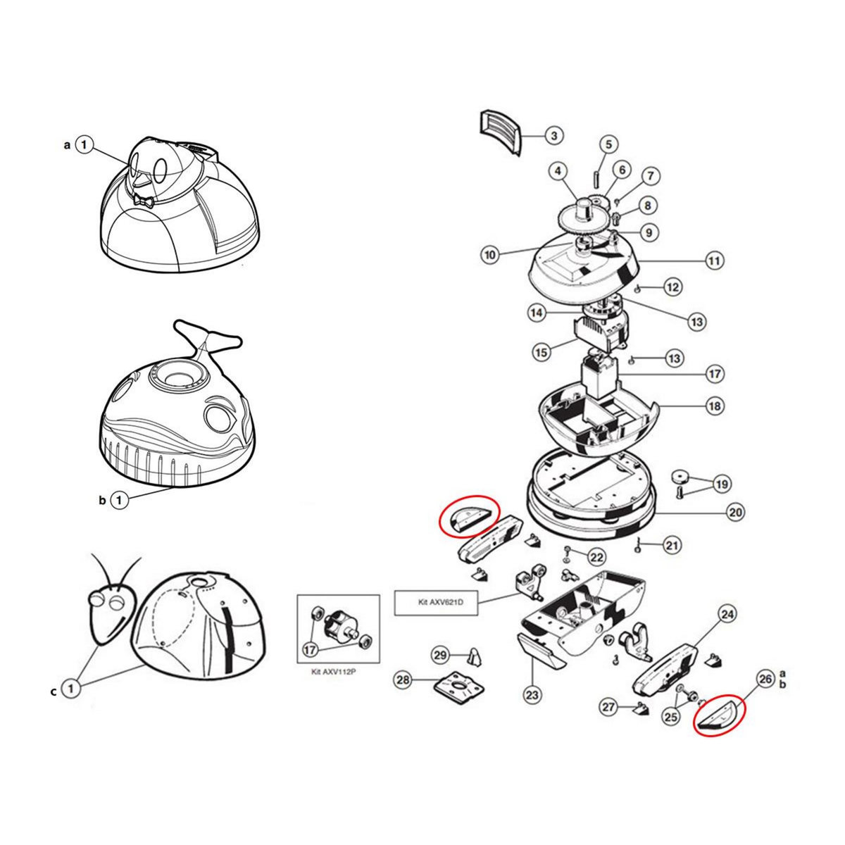 Hayward Jeu d'ailes blanc pour nettoyeur de piscine Aquadroid - Hayward