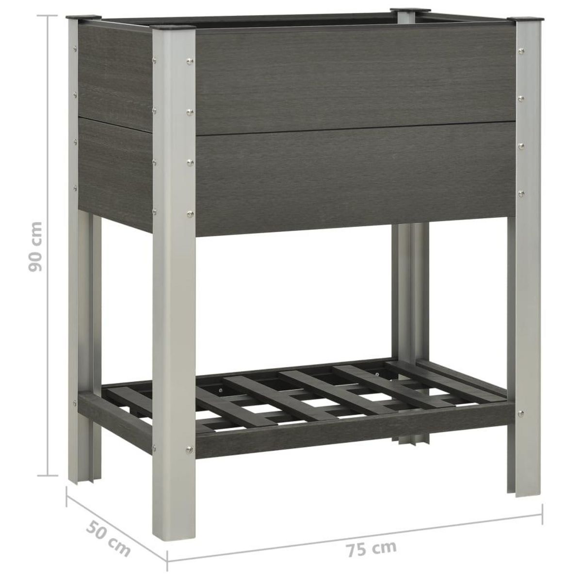 VIDAXL Lit sureleve de jardin avec etagere 75x50x90 cm WPC Gris